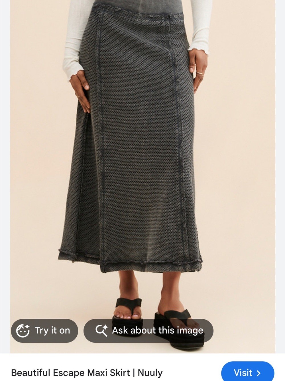Free People Beutiful  Escape Boho Maxi Skirt crochet Mesh Open Knit stretchy